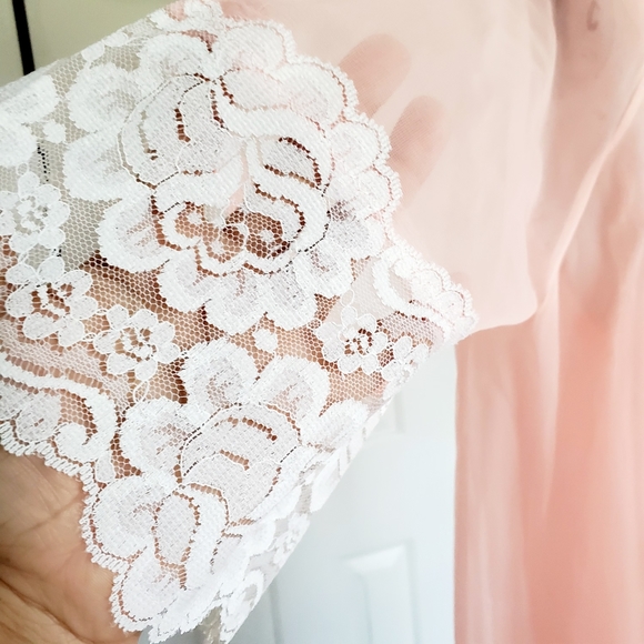 Dunlon vintage 1970s Short neon Night Gown lace - Picture 4 of 16